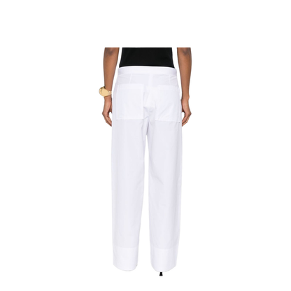 White Pants with Two Rear Patch Pockets in Cotton