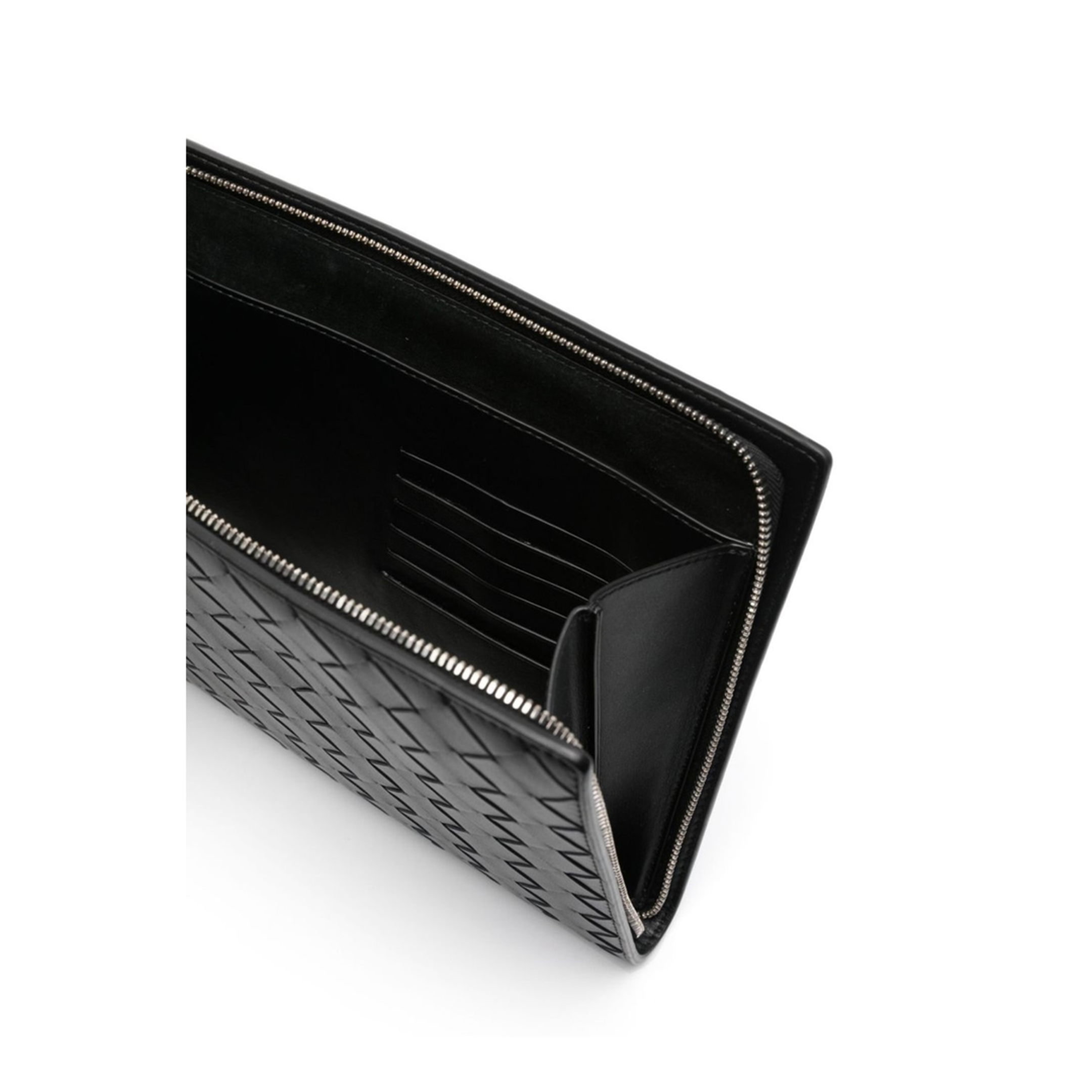 Intrecciato Leather Pouch - Black