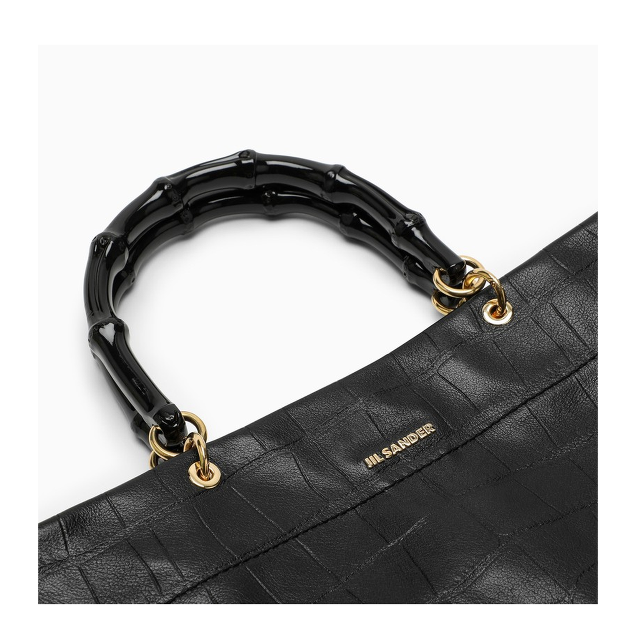 Black Leather Medium Shopping Bag