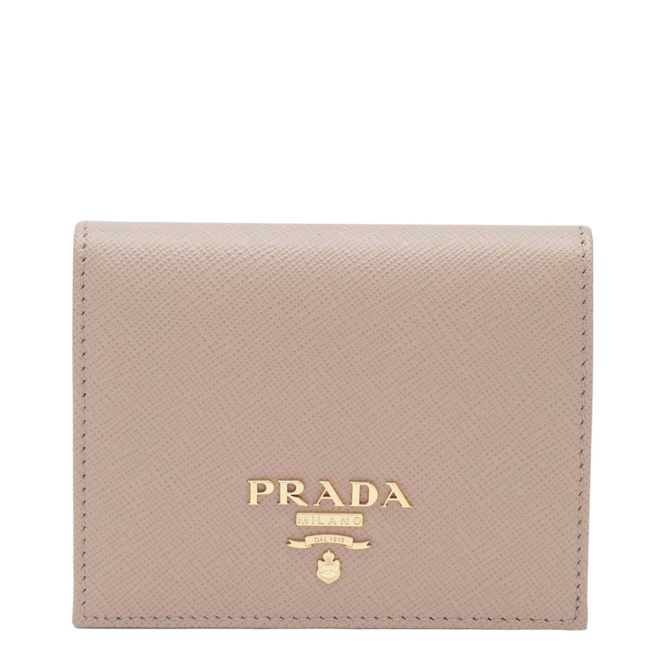 Logo Plque Saffiano Leather Wallet, Gold Hardware