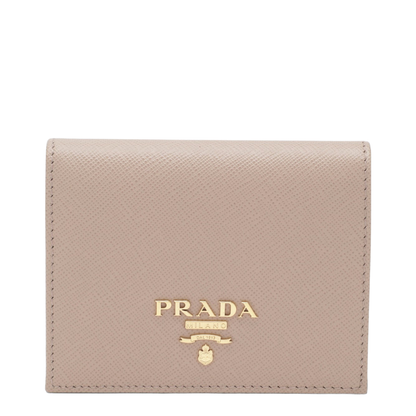 Logo Plque Saffiano Leather Wallet, Gold Hardware