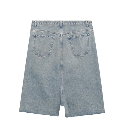 Low-crotch denim bermuda shorts in ice blue