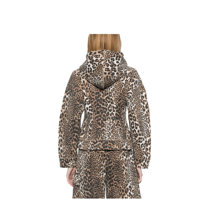 Leopard-Print Hooded Vest Brown