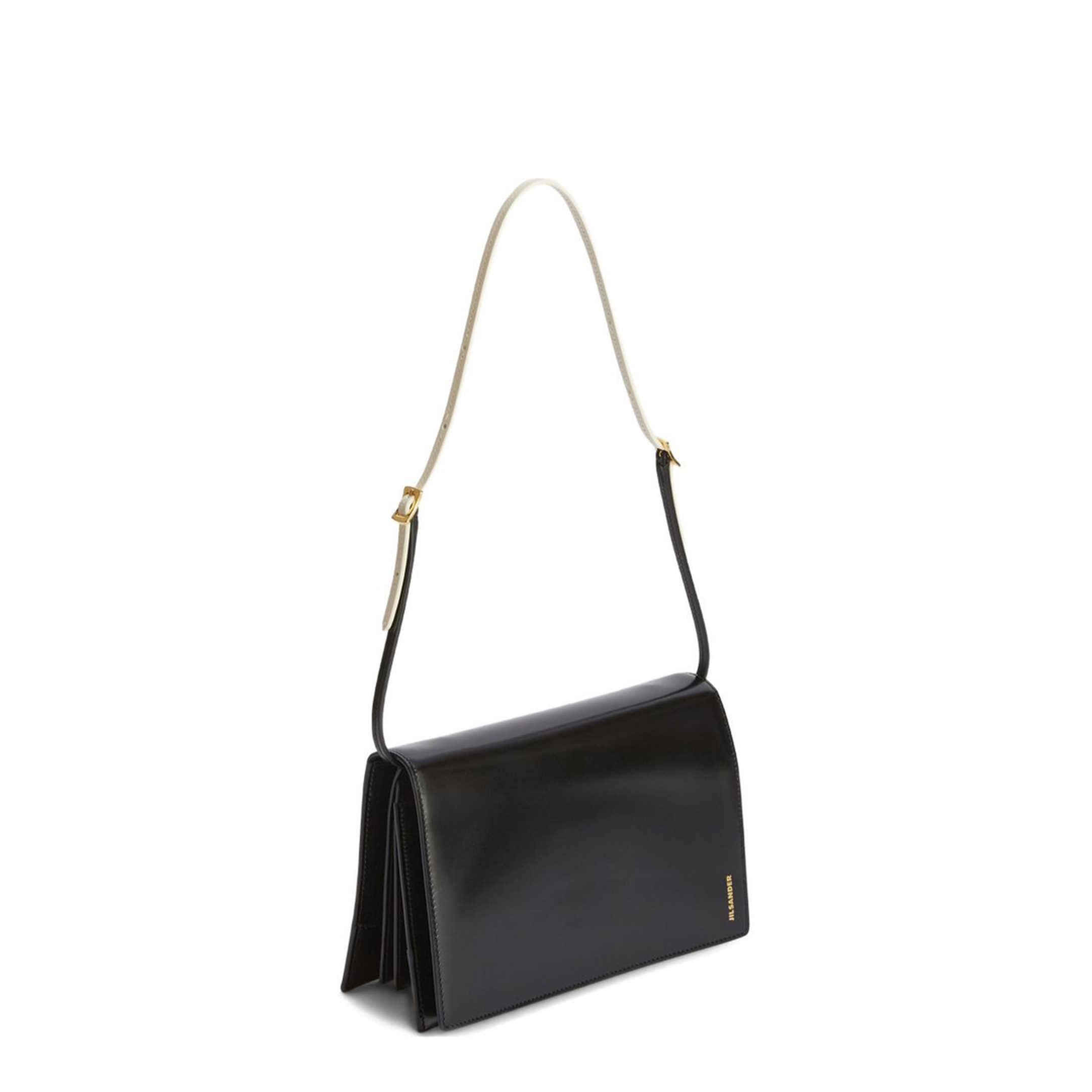 File Small Calf Leather Crossbody Bag - Nero