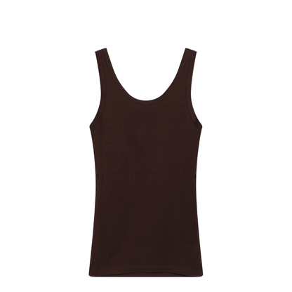MAYFEYR - Prada - Ribbed Cotton Top With Triangle Logo In Cocoa - 39576LWMO14L0F0324