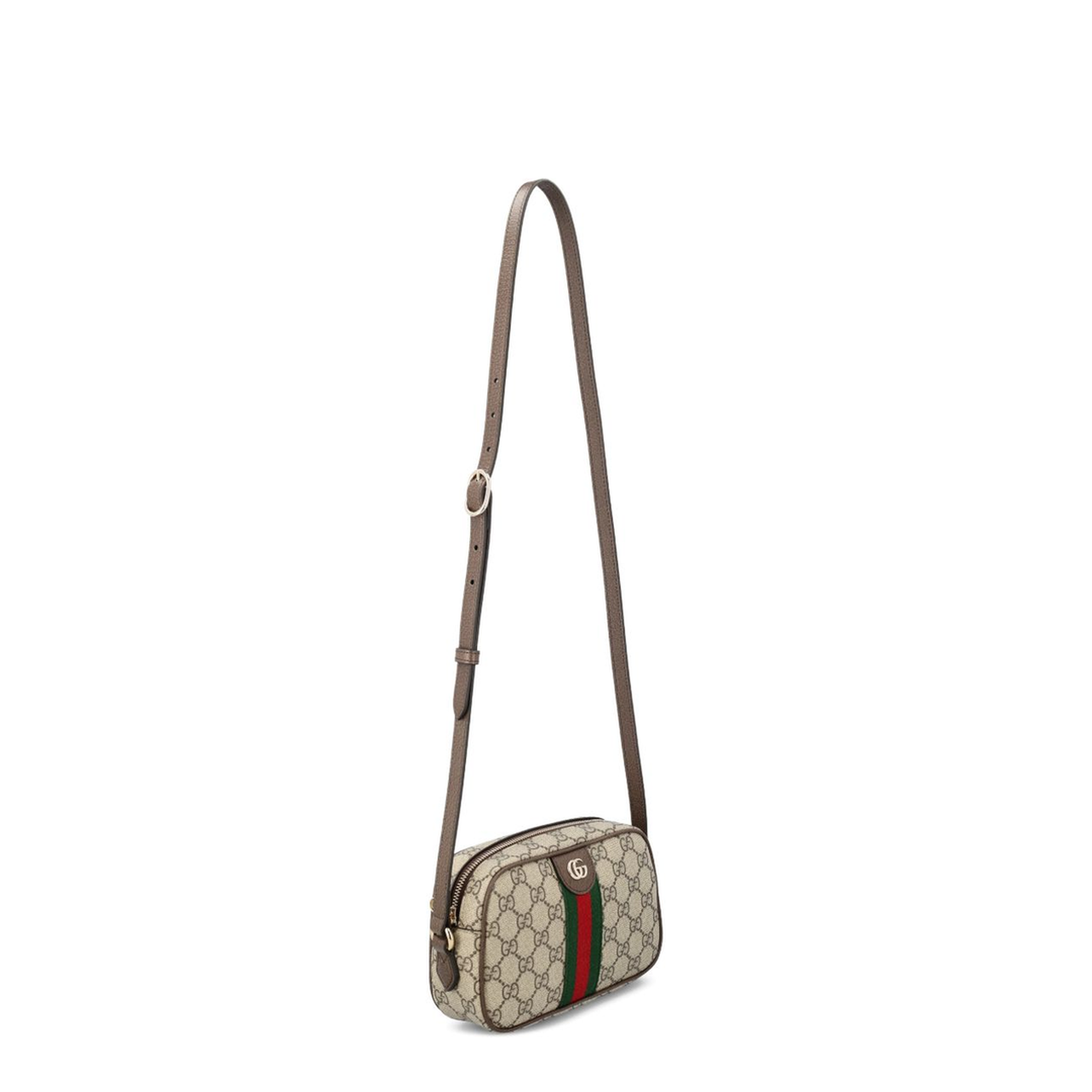 Ophidia Small Camera Bag in Beige and Brown GG Fabric