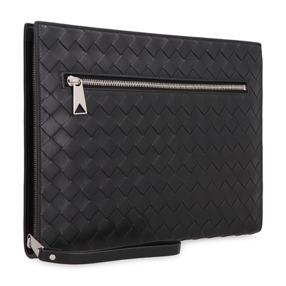 Intrecciato Leather Document Case - Black