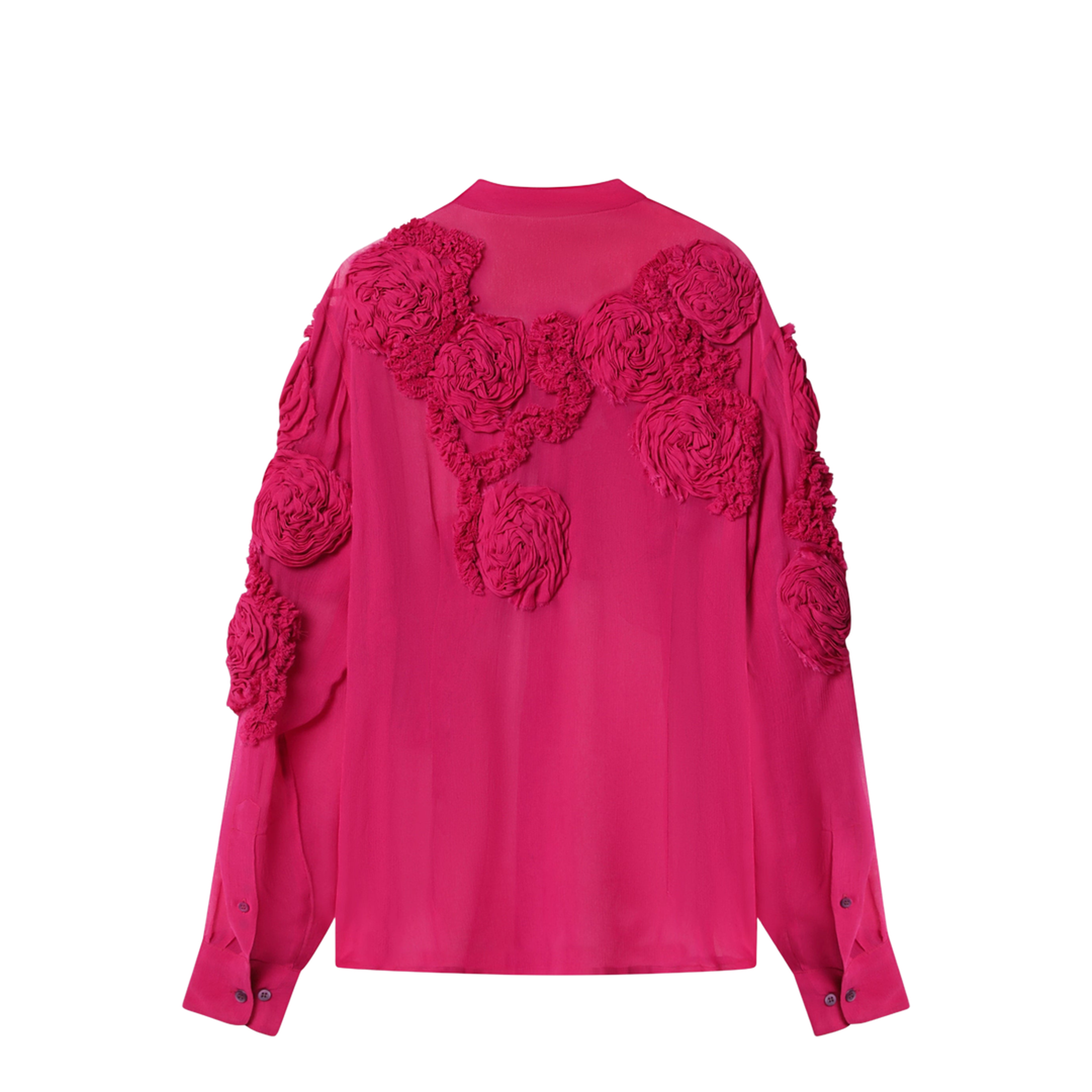 Fuchsia Shirt With Embossed Roses