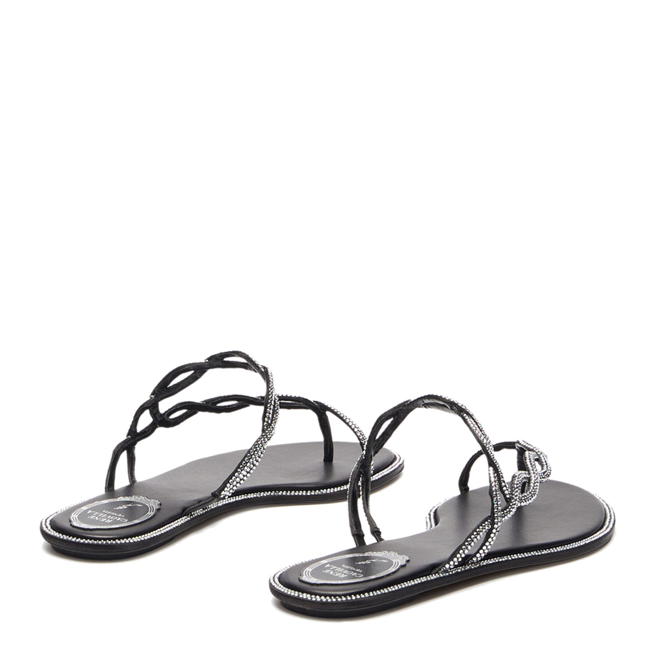 MAYFEYR - Rene Caovilla - Black Braid Flat Sandal 10 - C12482010R001V065BLACKCRYSTAL