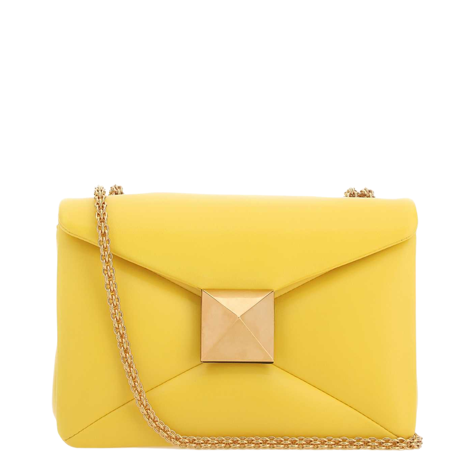 Yellow nappa leather One Stud shoulder bag