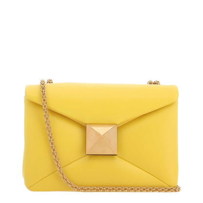 Yellow nappa leather One Stud shoulder bag