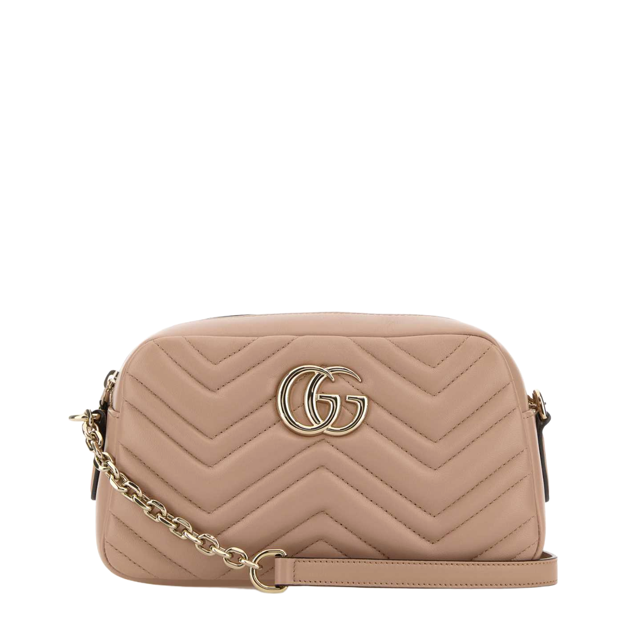 Small Camera Bag in Pink Beige Leather