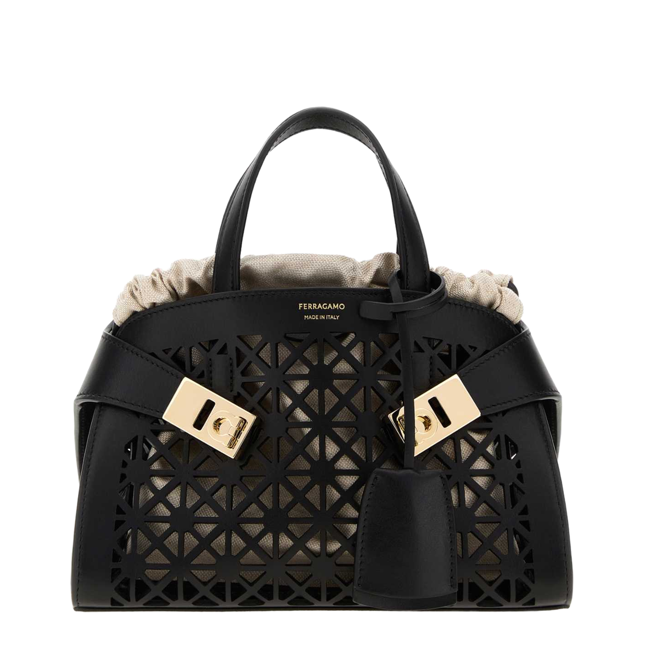 MAYFEYR - Ferragamo - Black Leather Mini Hug Handbag - 21A696793431NERONATURALE