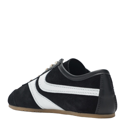 Black White Leather and Suede Sneakers