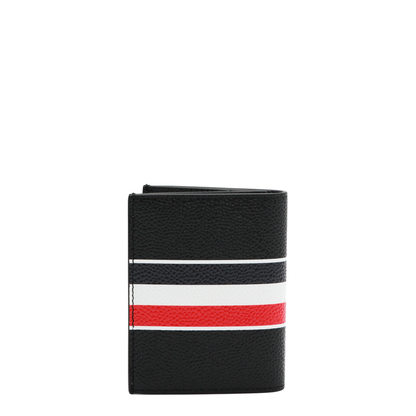 Pebble Grain RWB Stripe Double Card Holder in Black