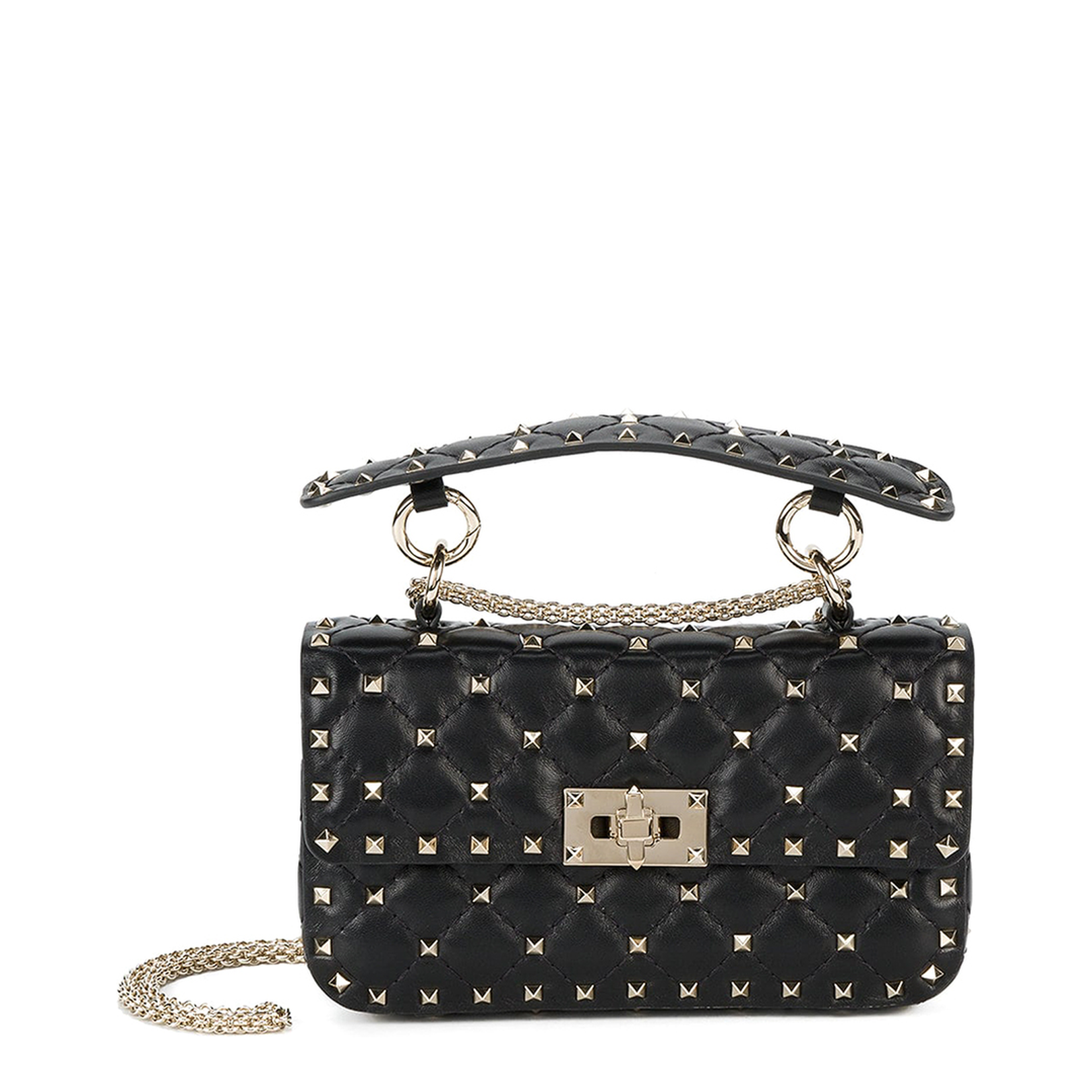 Small Rockstud Grainy Calfskin Crossbody Bag