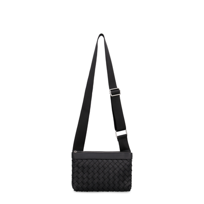 Intrecciato Leather Shoulder Bags - Black