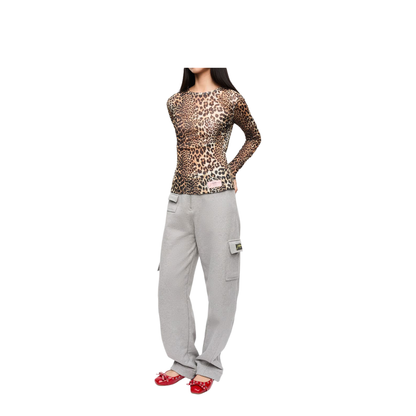 MAYFEYR - Ganni - Printed Marl Mesh Long Sleeve Top - T4208943