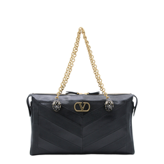 Panthea Nappa Leather Shoulder Bag - Black