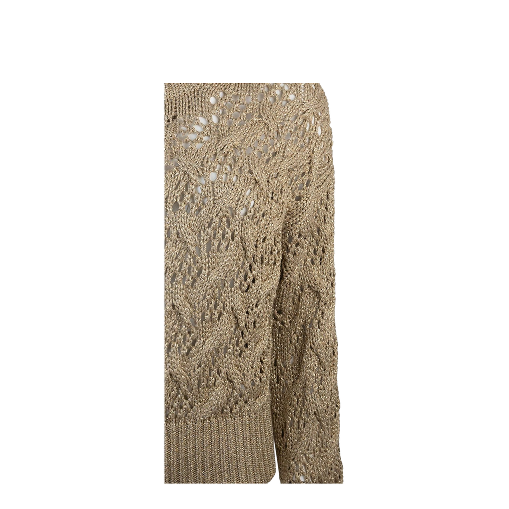 Open-knit Crewneck Sweater in Brown