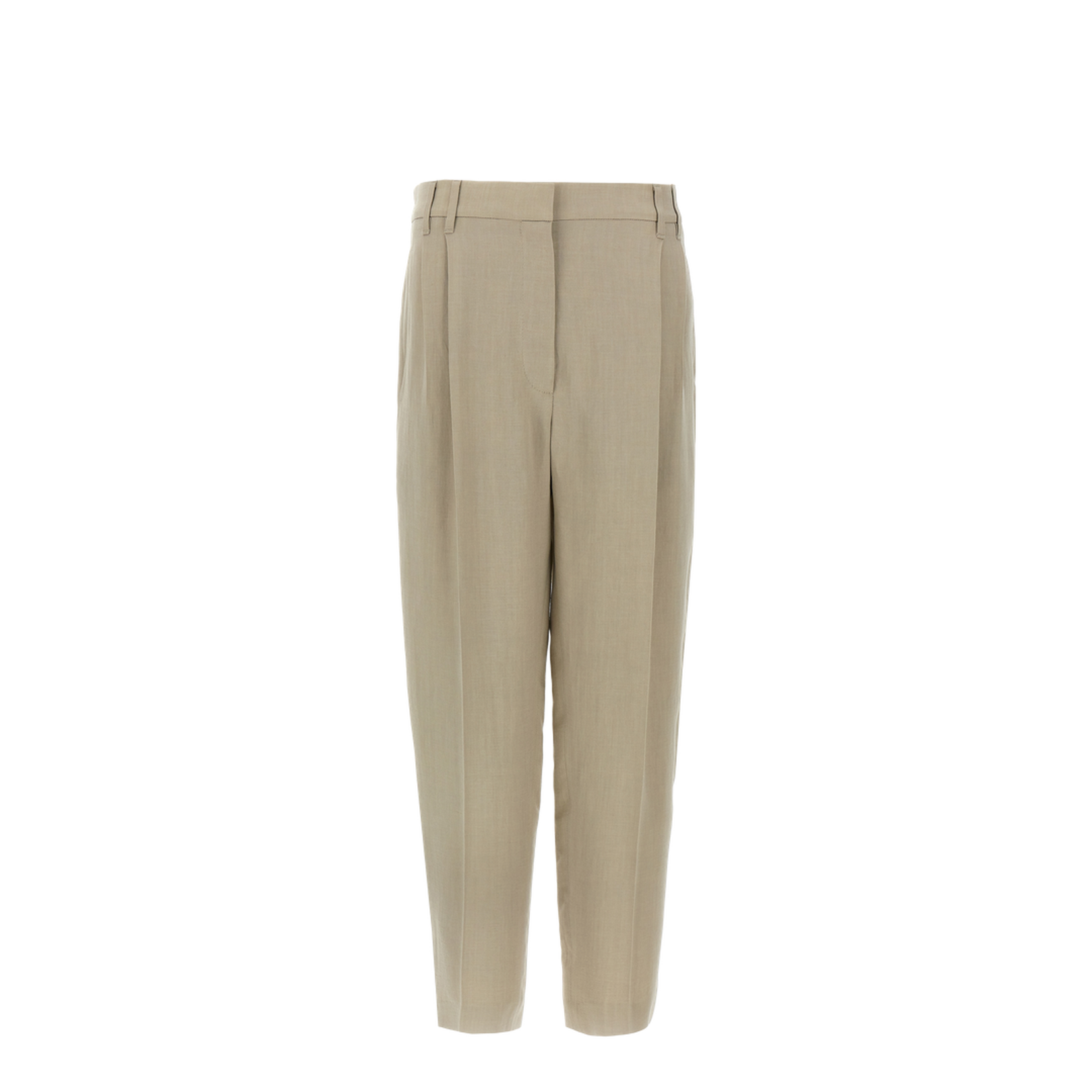 Slouchy Trousers in Viscose and Linen Fluid Twill with Moniline
