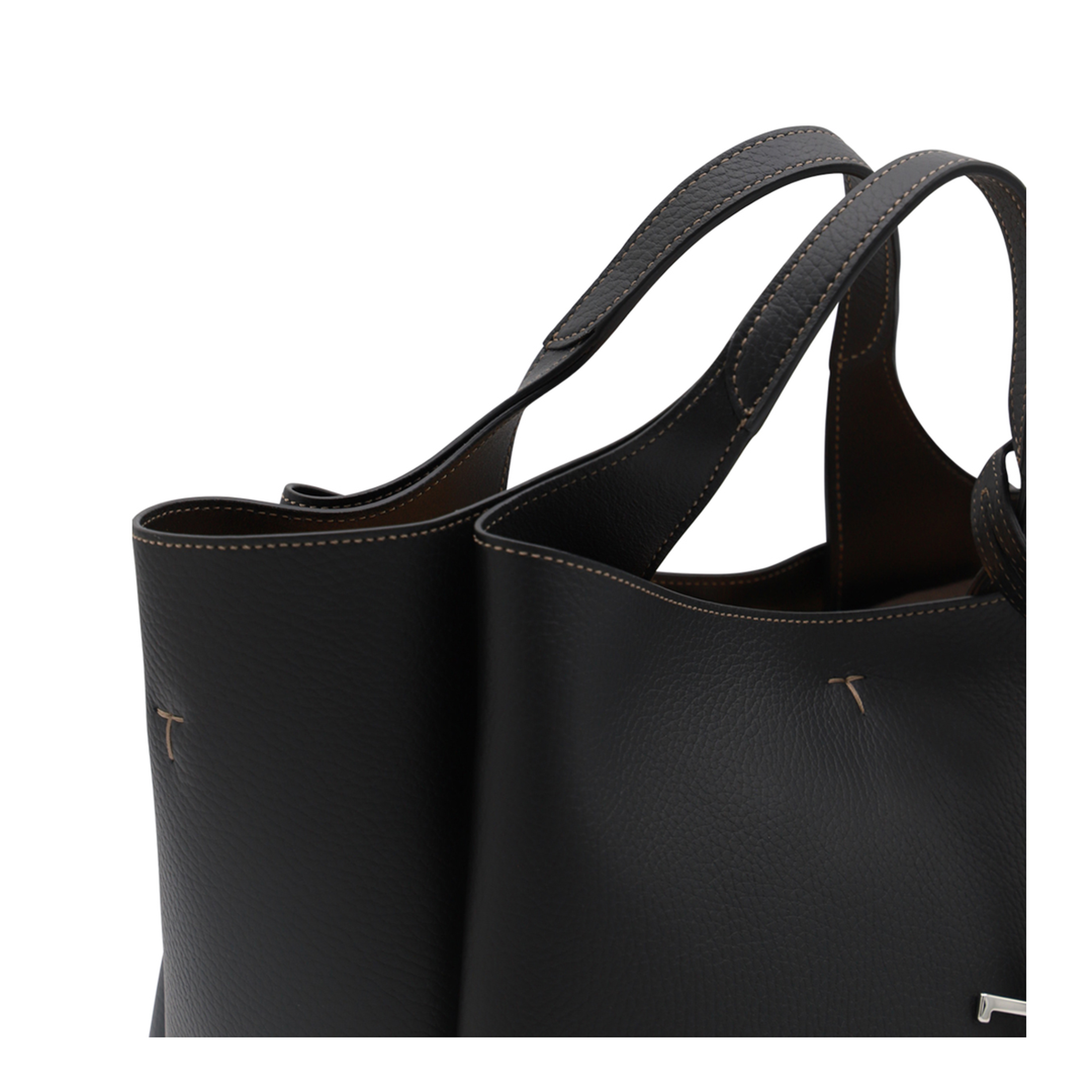 T Timeless Mini Calf Leather Tote - Black