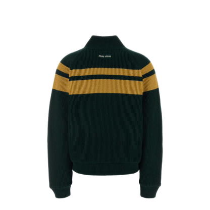 MAYFEYR - Miu Miu - Bottle Green Wool Cardigan - MMJ160SOOO6076F0UVP