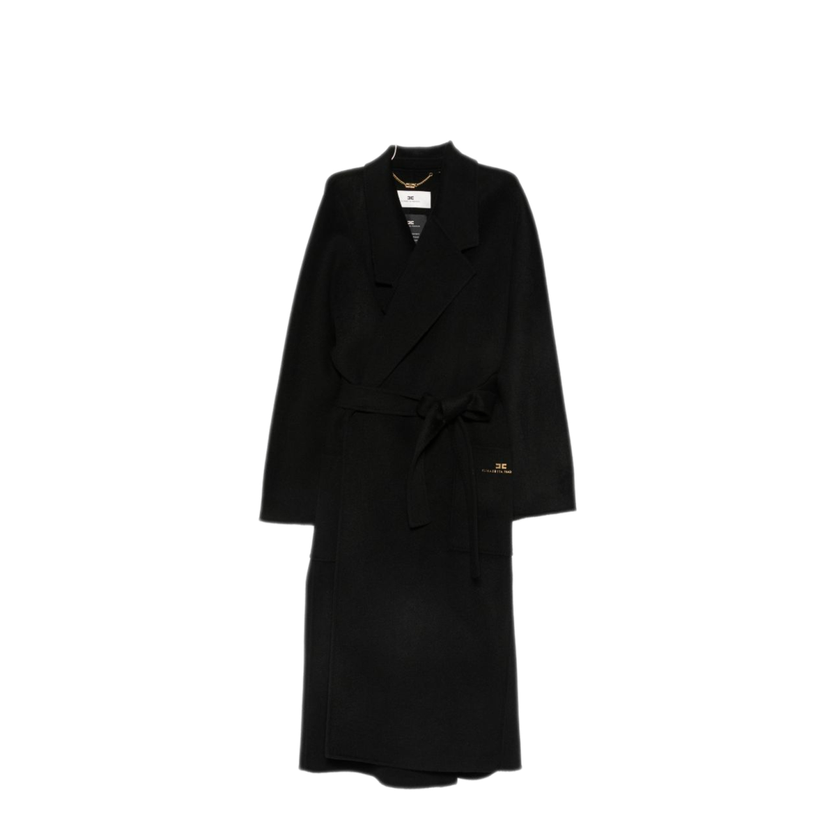 MAYFEYR - Elisabetta Franchi - Black Coat With Detachable Waist Belt - CP01D66E2110
