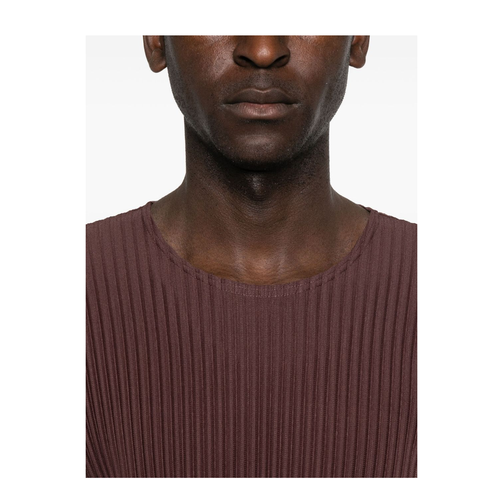 Pleated Texture Long Sleeve Crew Neck
