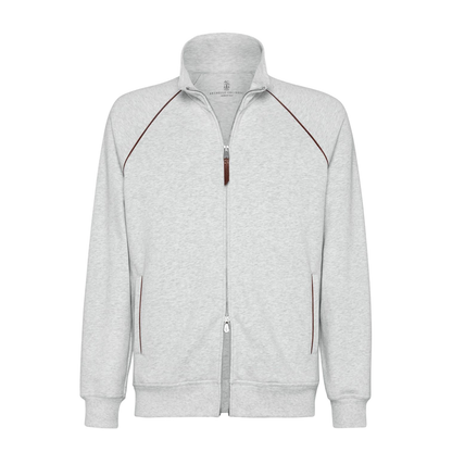 Zipped Cotton Sweatshirt - Grey
