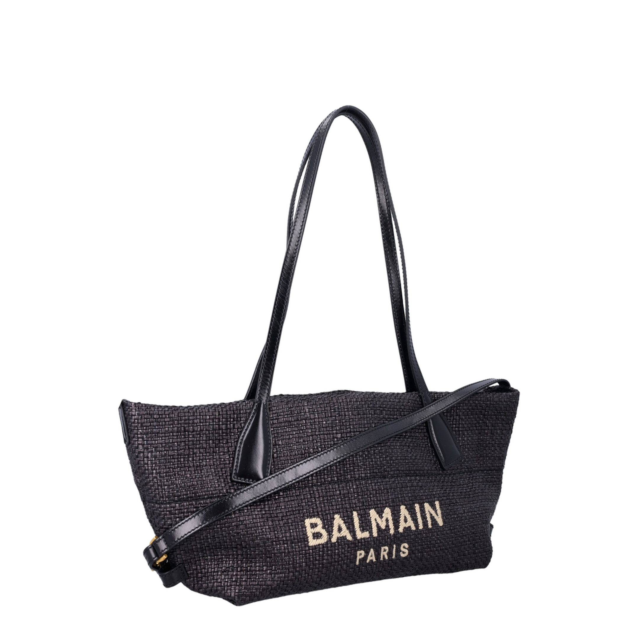 Small Track Tote Bag Raffia Black