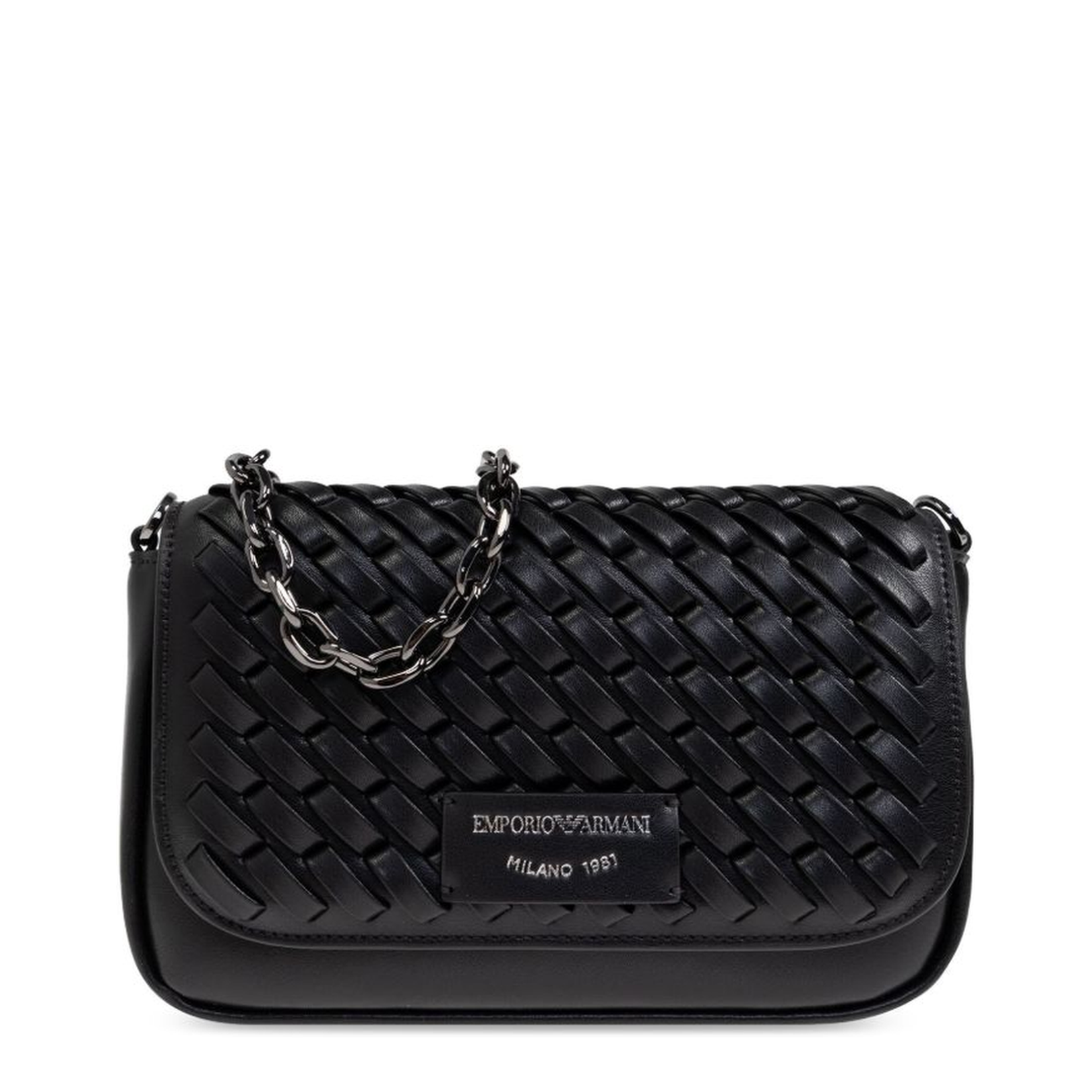 Mini Bag in Interwoven Leather with Chain Shoulder Strap
