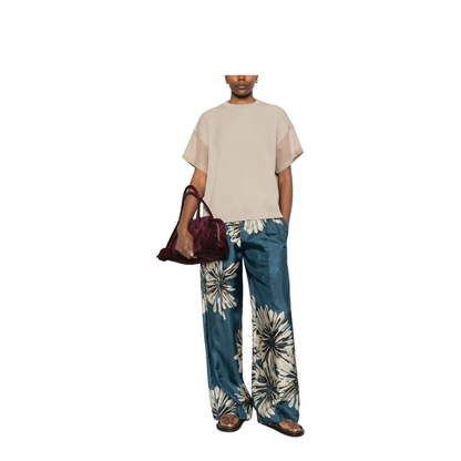 Floral Printed Silk Pants