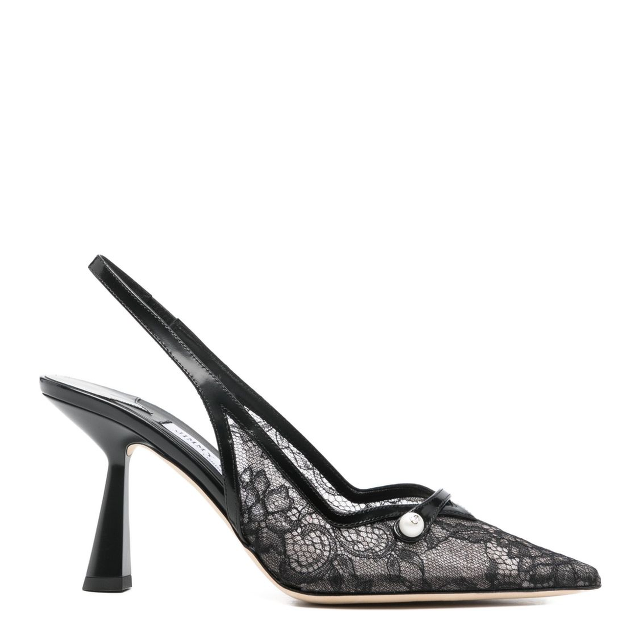 MAYFEYR - Jimmy Choo - Amita Pointed Toe Slingback Pumps - AMITA85DRHBLACKBLACK
