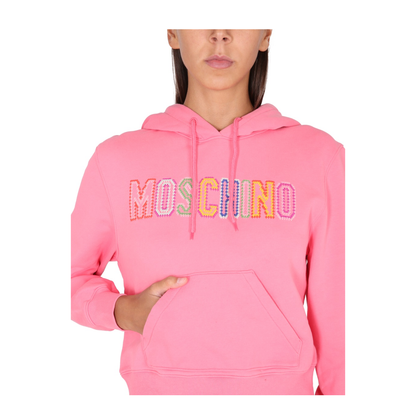 Fantasy Print Fucsia Embroidered-Logo Hooded Sweatshirt