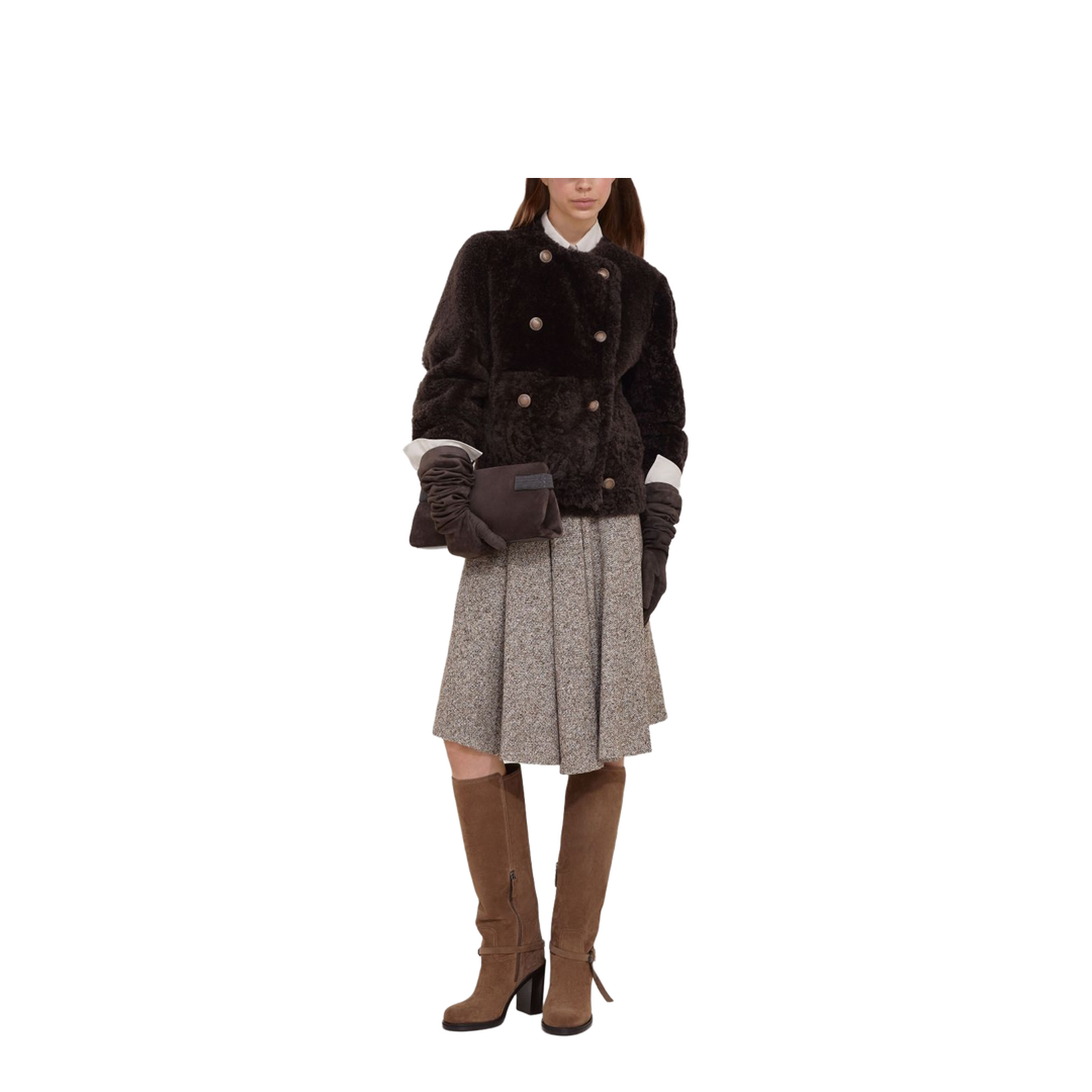 Virgin Wool and Silk Midi Skirt