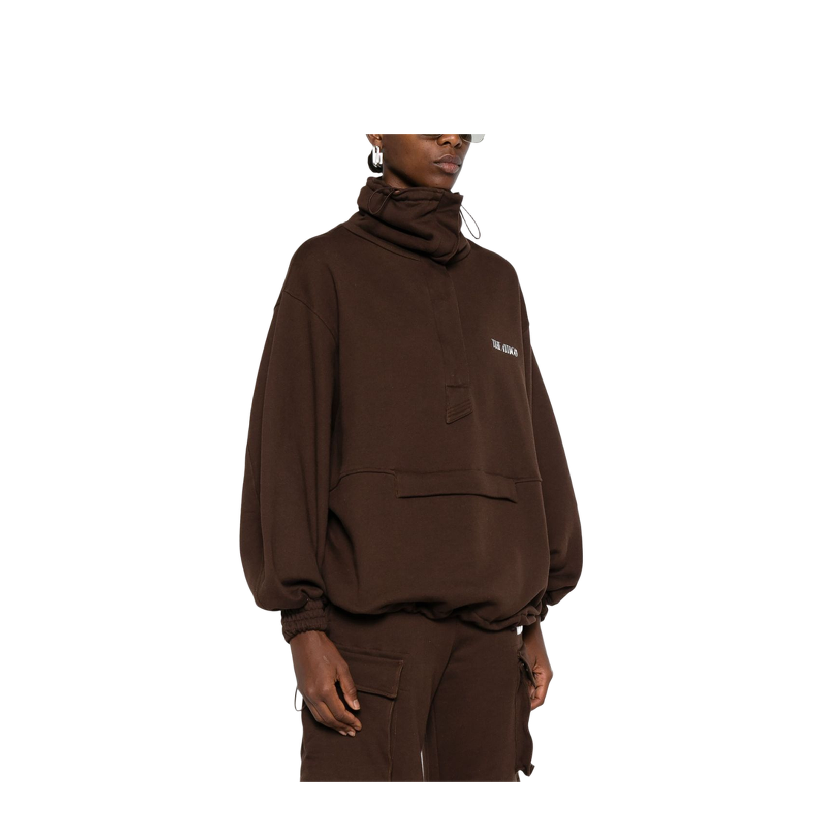 Brown Cotton Anorak Sweatshirt