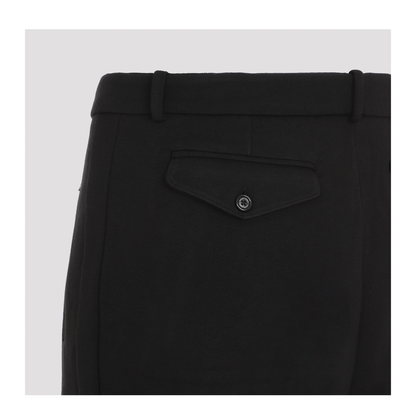 MAYFEYR - RALPH LAUREN PURPLE LABEL - Pintuck Black Wool Jogger Pants - 790952504002CLASSIC