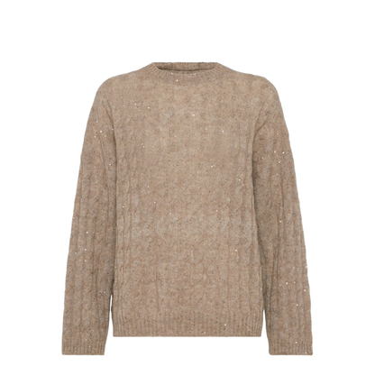 Sesame Beige Crew Neck Long Sleeve Jumper