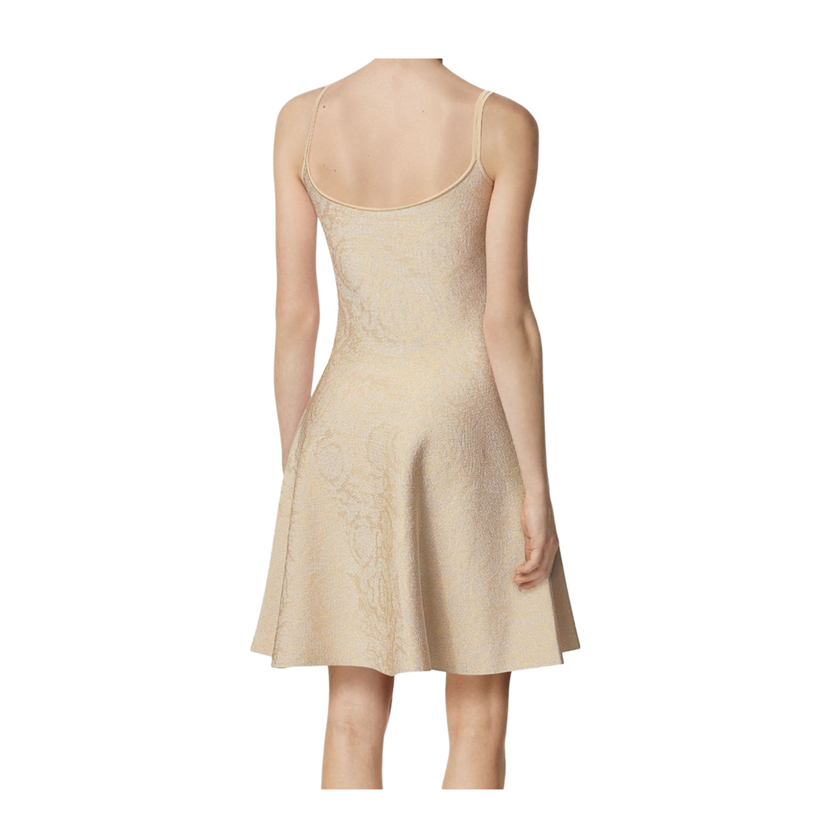 Beige Barocco Jacquard Mini Dress