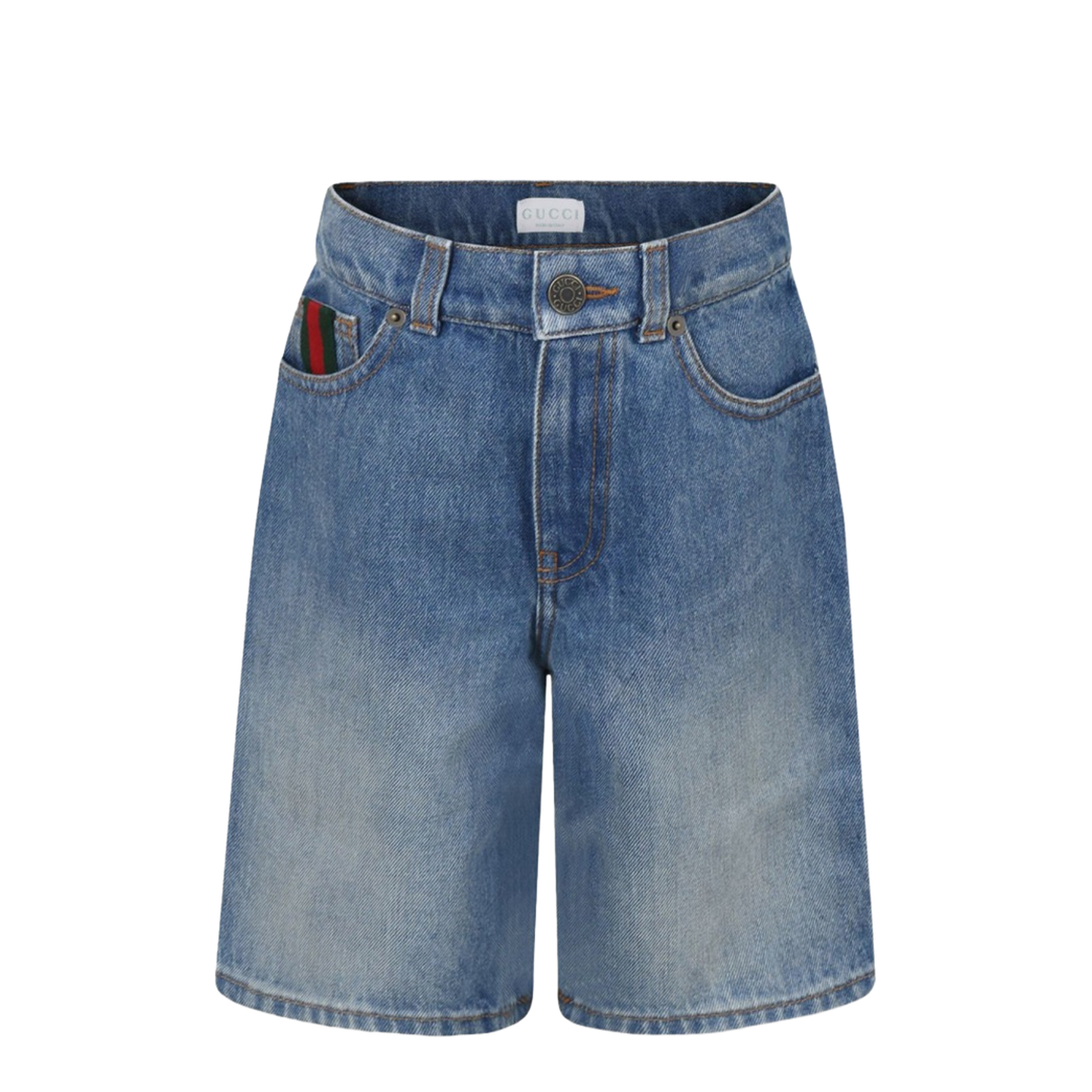 Denim Shorts with Web Ribbon