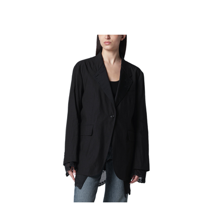 Reversible Drip Blazer in Soot Black Techflax