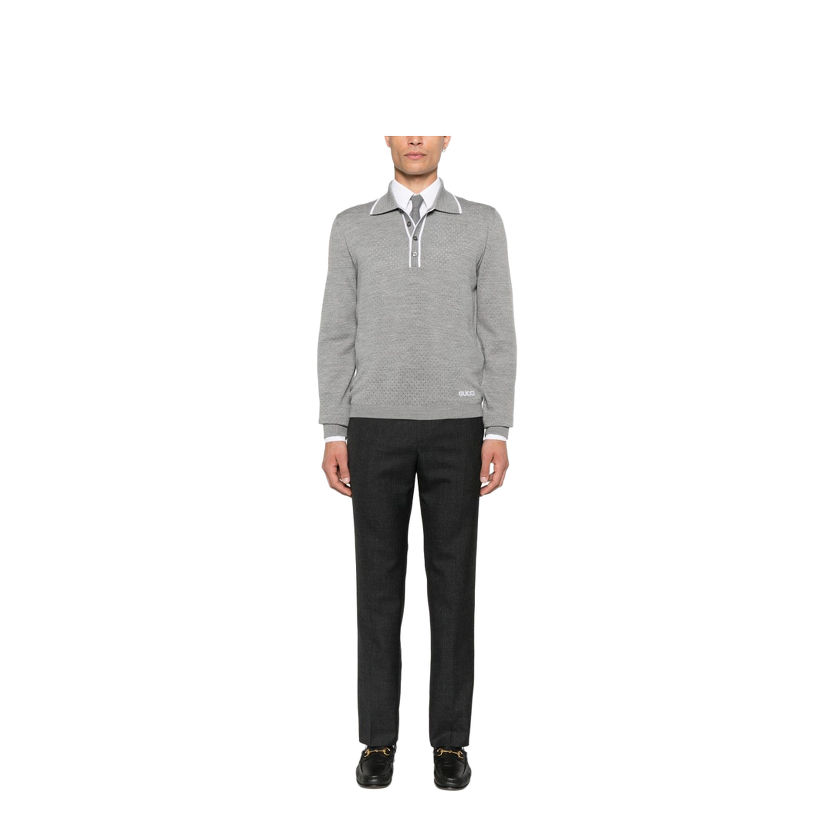 Houndstooth Wool Pant with Embroidery