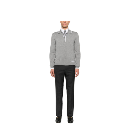 Houndstooth Wool Pant with Embroidery