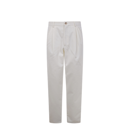 DOUBLE PIENCES CHINO TROUSERS WHITE