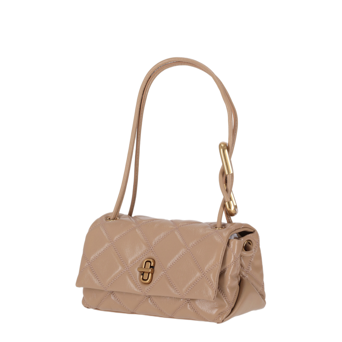 Mini Quilted Leather Shoulder Bag - Camel