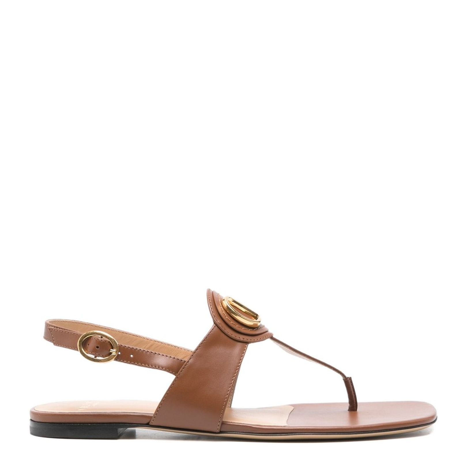Brown Leather Vlogo Thong Sandals