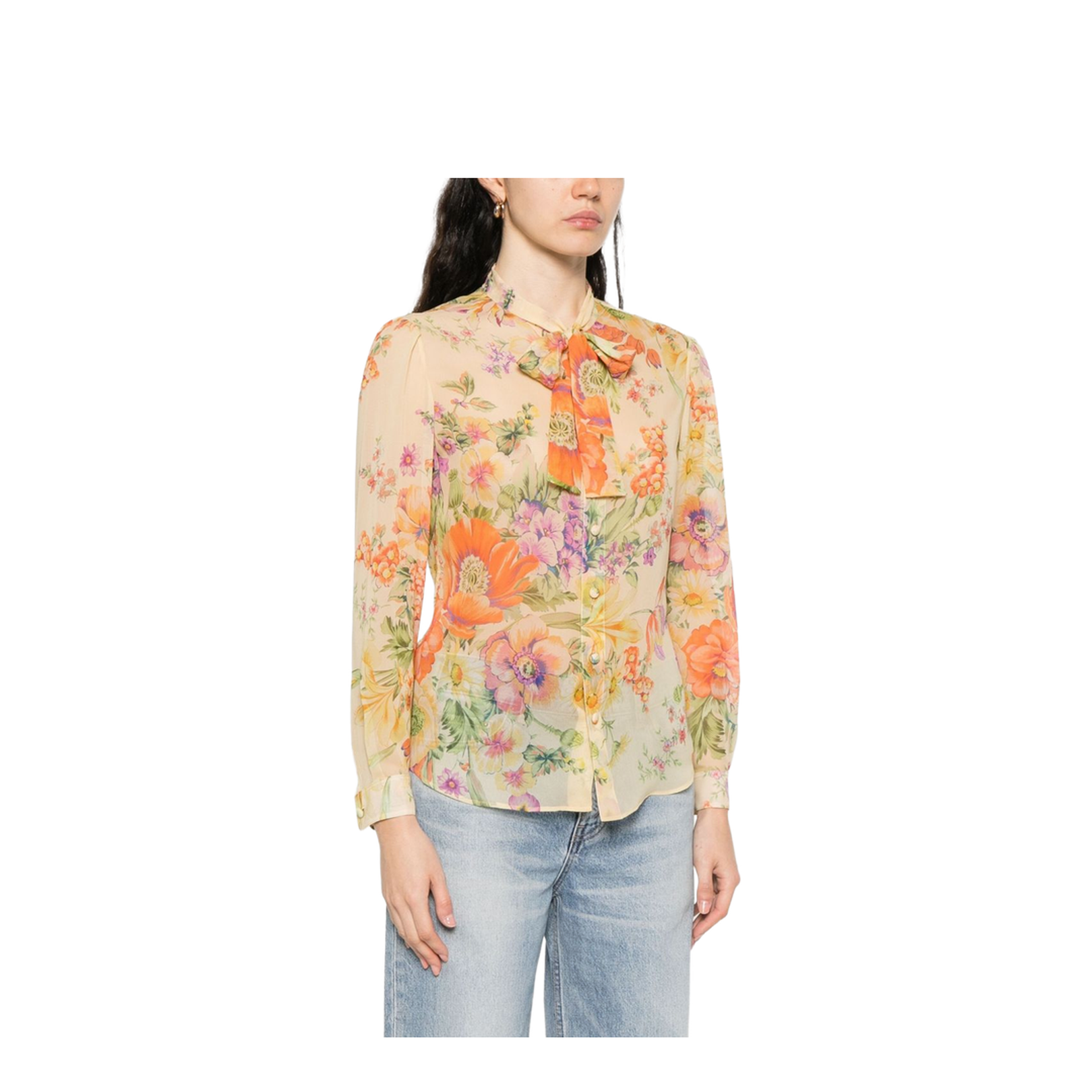 Printed Silk Blouse In Multi