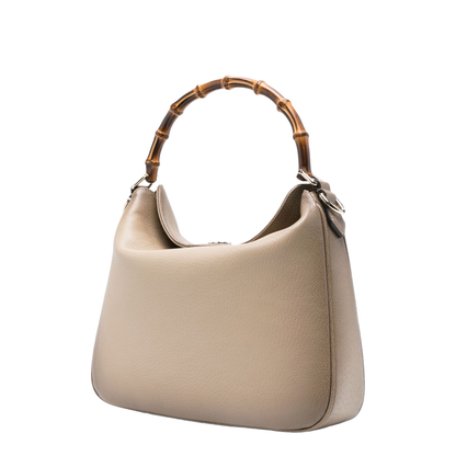 Diana Medium Leather Shoulder Bags - Beige