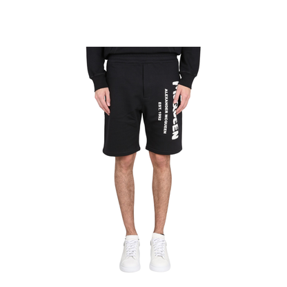 Bermuda Shorts with Graffiti Logo Print
